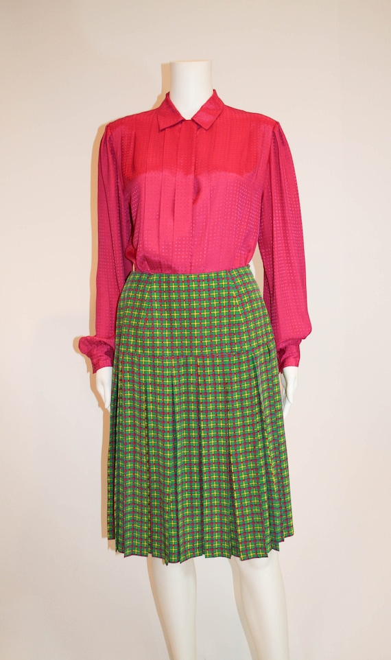 Beautiful Vintage Dropwaist Silk Skirt in Magenta 