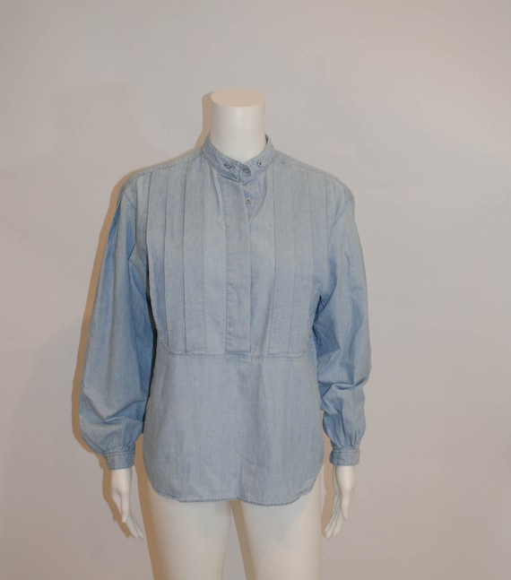 Blue Chambray Vintage Shirt, Vintage Liz Claiborn… - image 1