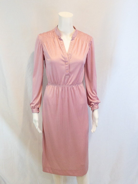 1970s Leslie Fay Original Pink Chianti Dress