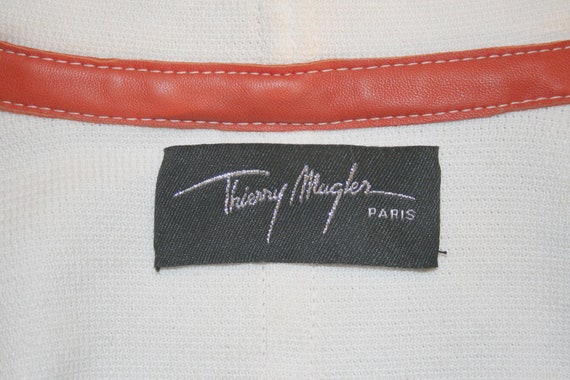 Vintage 1980s Thierry Mugler Leather and Knit Bom… - image 4