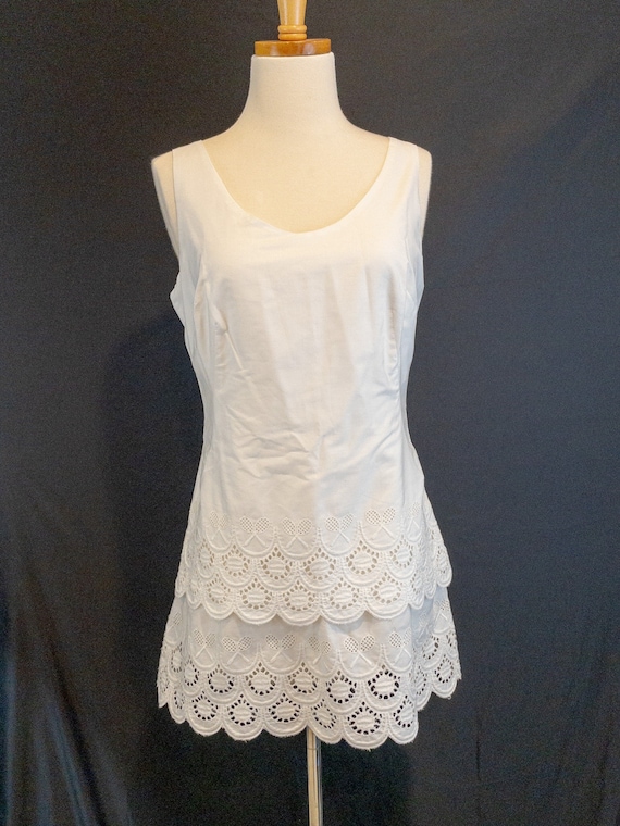 Vintage 1970s Eyelet Tennis Dress with Embroidered