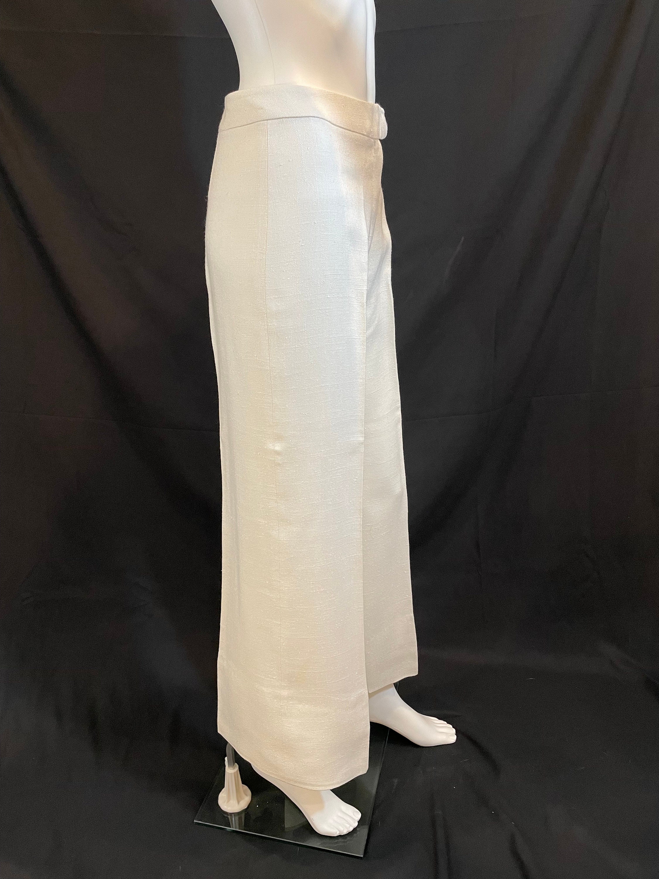 Vintage 1970s White Linen Wide Legged Pants - Etsy