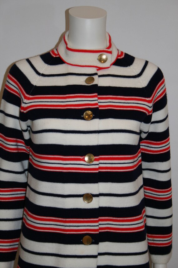 Vintage 1960s Red White and Blue Striped Sweater/… - image 2