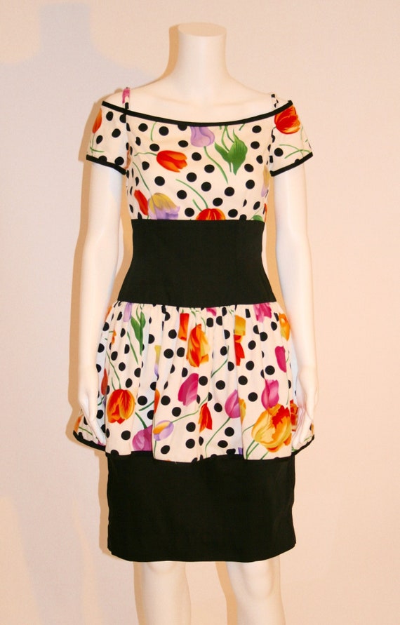 Vintage Floral 80's Peplum Dress by A.J. Bari - image 2