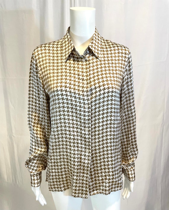 Vintage 90s Pendleton Houndstooth Blouse - image 1