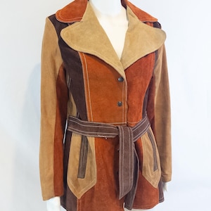 70s Vintage HippieBoho Festival Patch Work Leather Jacket Coat
