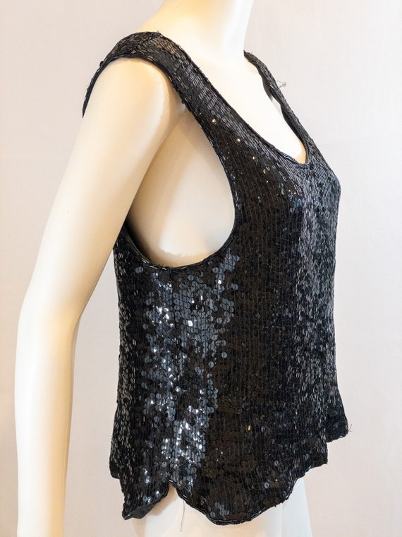 Vintage SCALA Black Beaded, Sequined Tank Top - image 2