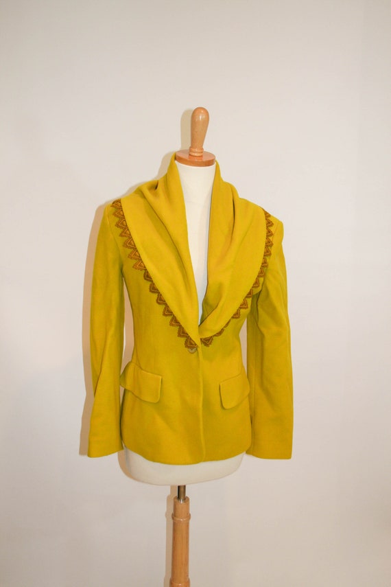 Vintage 1980s Chartreuse Wool Jacket by Byblos