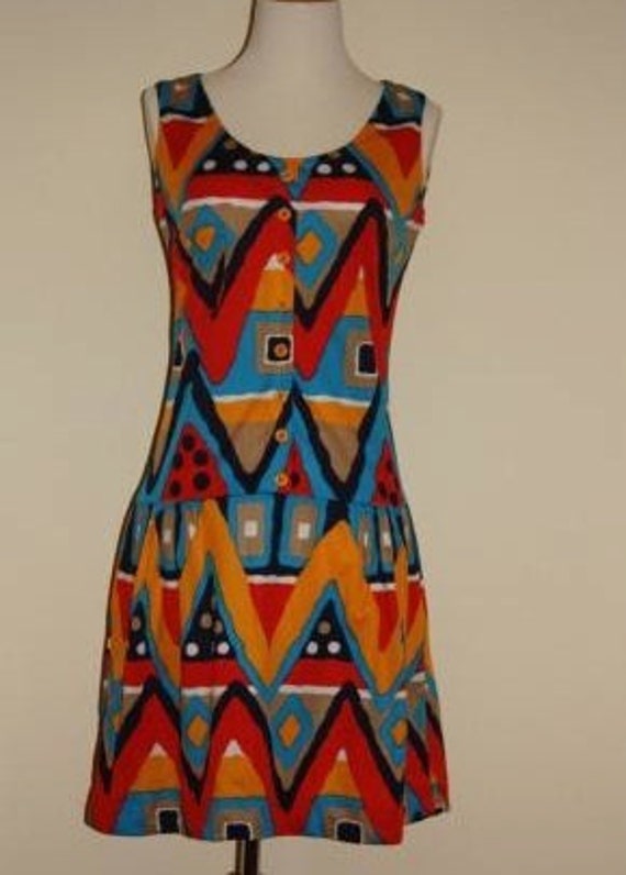 Vintage 70s Geometric Patterned Dress