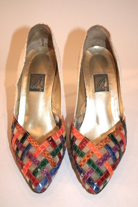 Vintage J. Rene Multi Color Snakeskin Strap Shoe - image 3