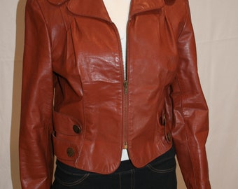 Vintage 1970s Womens Russet Leather Jacket