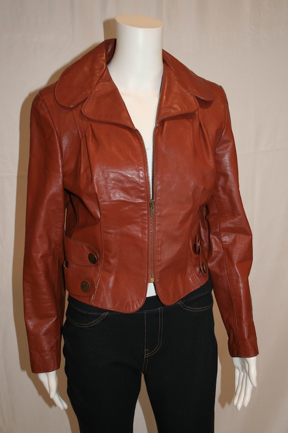 Vintage 1970s Womens Russet Leather Jacket