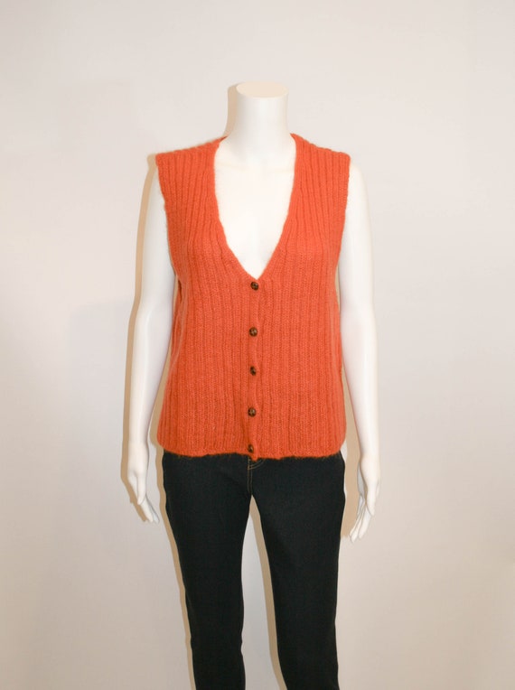 Vintage Lizsport Orange Mohair Sweater Vest
