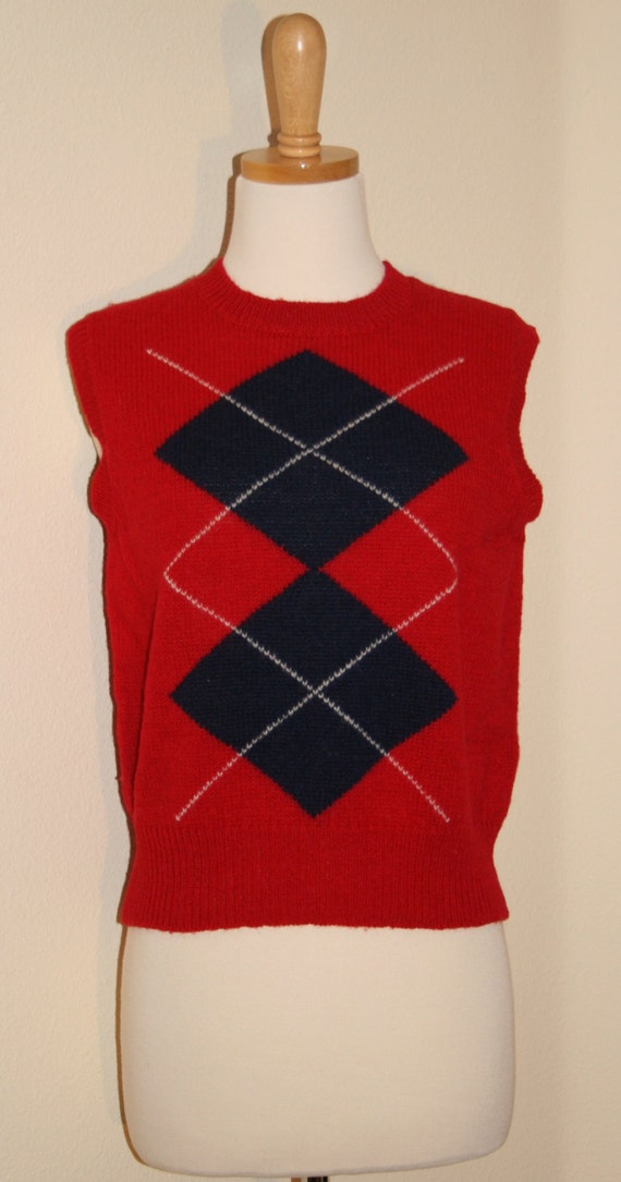 Vintage Vest, 1980s Argyle Sweater Vest