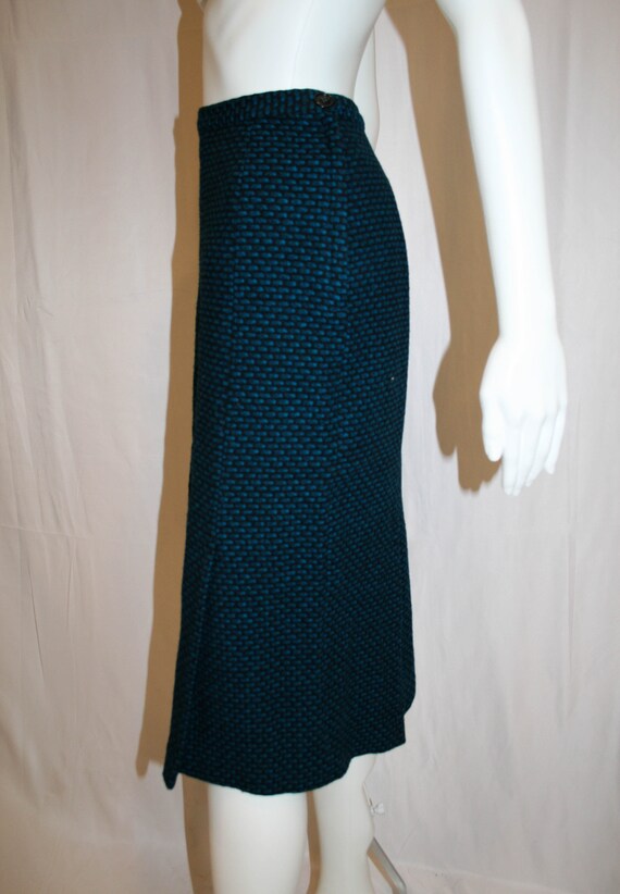 Vintage 1940s Sporteens Black and Blue Tweed Skirt - image 5