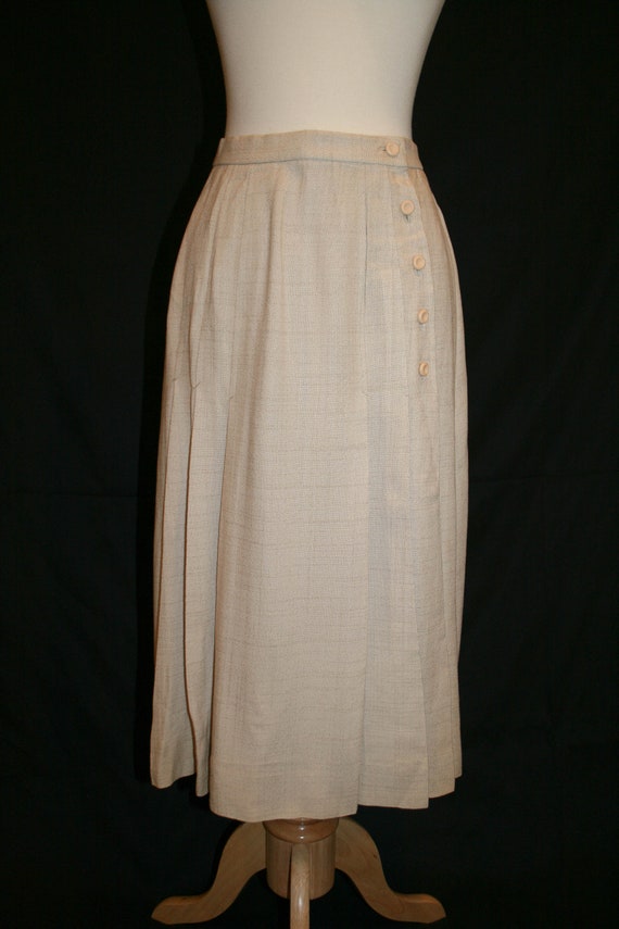 Beautiful Vintage 1980s Pleated Silk Linen Skirt - image 2