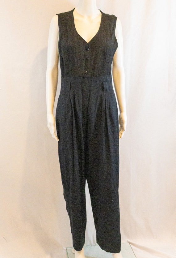 Vintage 1980s Black Sleeveless Jumpsuit