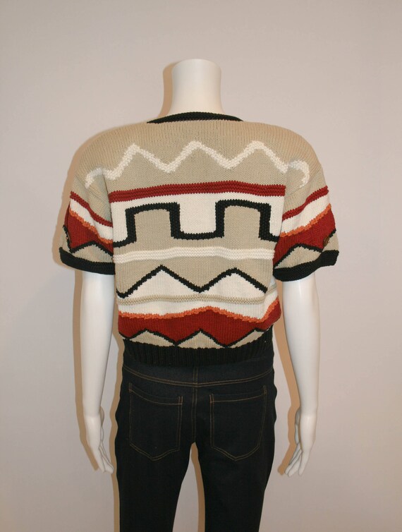 Vintage 80s Geometric Cotton Sweater - image 2