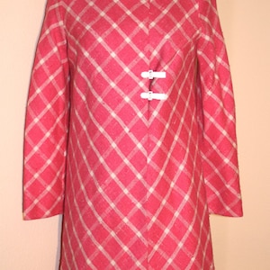 Vintage Pink and White Plaid Coat