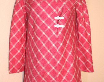 Vintage Pink and White Plaid Coat