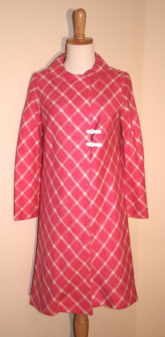 Vintage Pink and White Plaid Coat