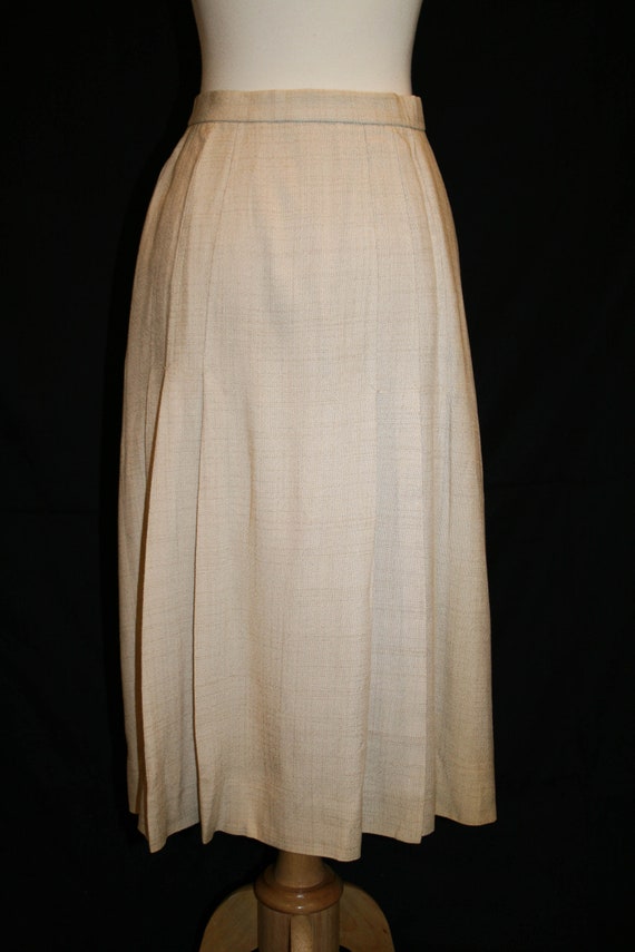 Beautiful Vintage 1980s Pleated Silk Linen Skirt - image 3