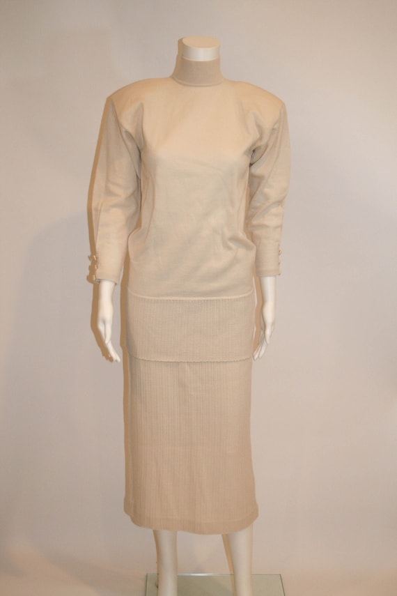 Vintage Goldworm Ivory Wool Knit Skirt and Top