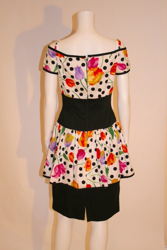 Vintage Floral 80's Peplum Dress by A.J. Bari - image 3