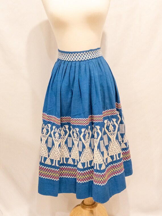 Vintage 70s Folk embroidered maxi skirt, 70s boho 