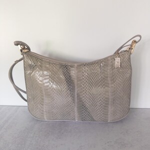 Vintage Margolin Gray Snakeskin Shoulder Strap Handbag