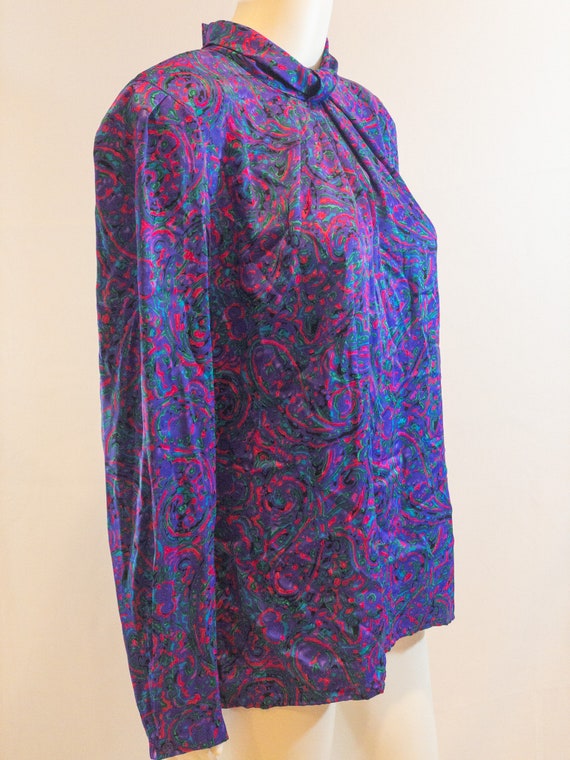 1980s Totally 80s Silk Dressy Blouse - image 3