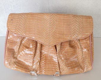 Vintage J. Renee Peachy Snakeskin Clutch Handbag