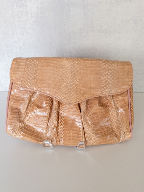 Vintage J. Renee Peachy Snakeskin Clutch Handbag