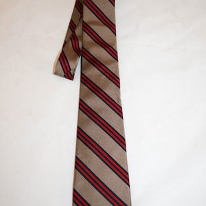 Vintage Lands End Silk Tie: Hand Sewn Red and Blue Stripe