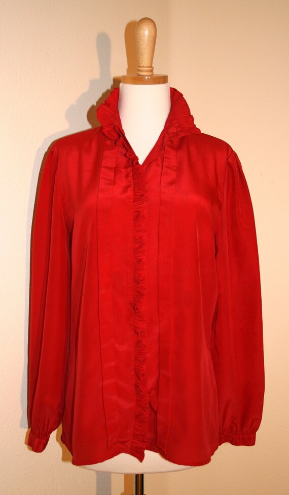 Vintage 1970s Red Blouse by Lloyd Williams for Sa… - image 1