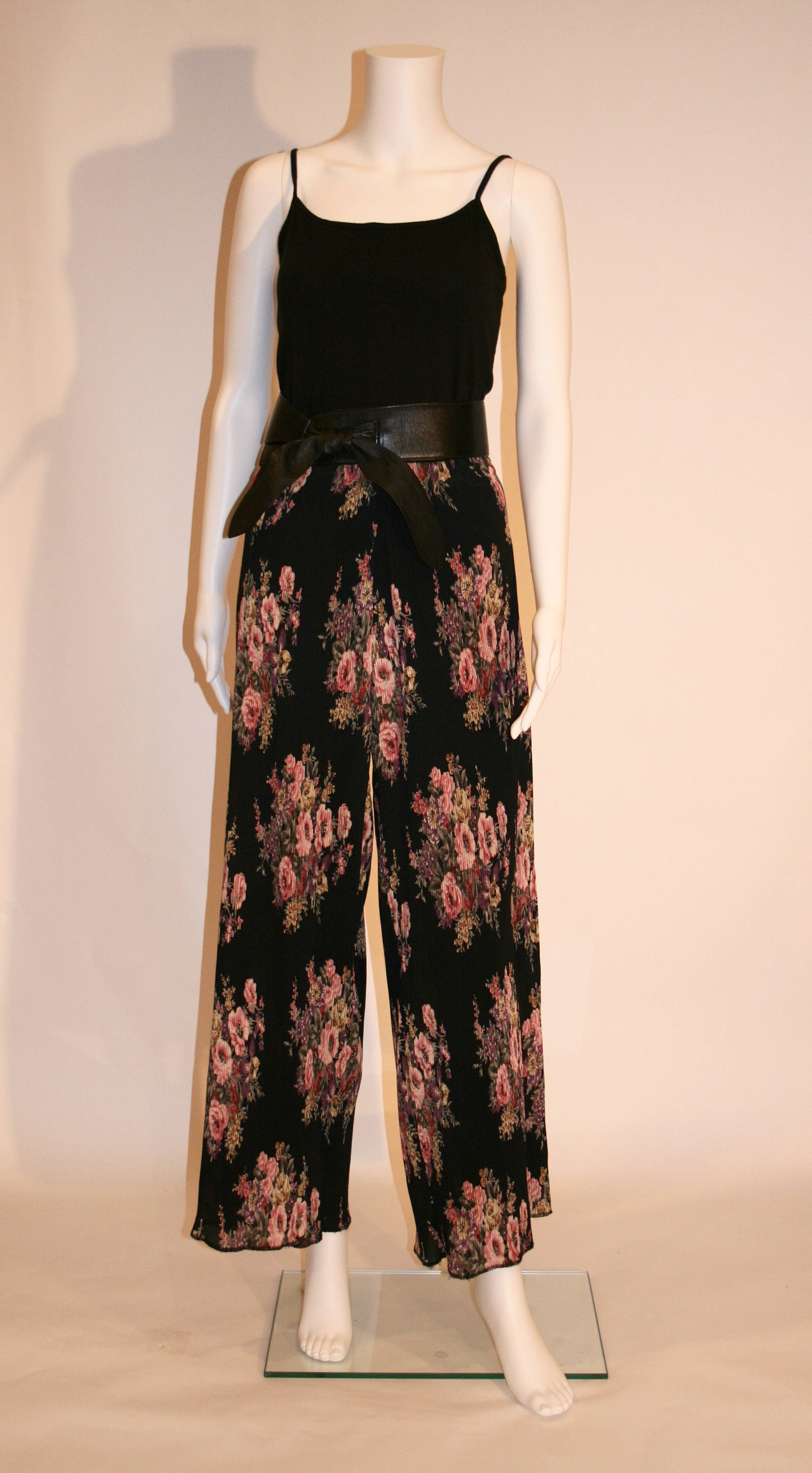 Vintage Pleated Floral Wide Leg Pant - Etsy