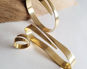 Brass wrap Ribbon palmlet palm cuff, cuff bracelet or ring handmade