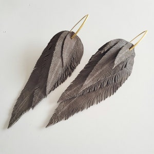 Medium Leather Feather Earrings