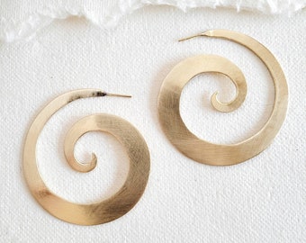 Brass handmade swirl big hoop Galactic Earrings