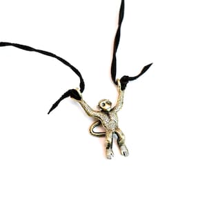 Solid brass hand cast Monkey pendant necklace