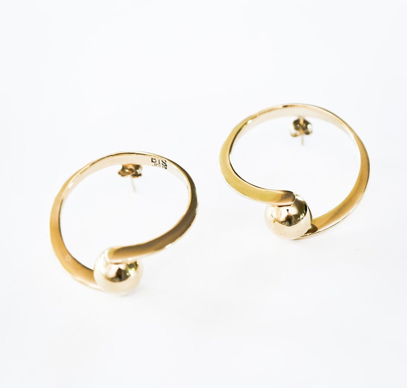 Brass Golden Pearl Hoop Earrings Earrings