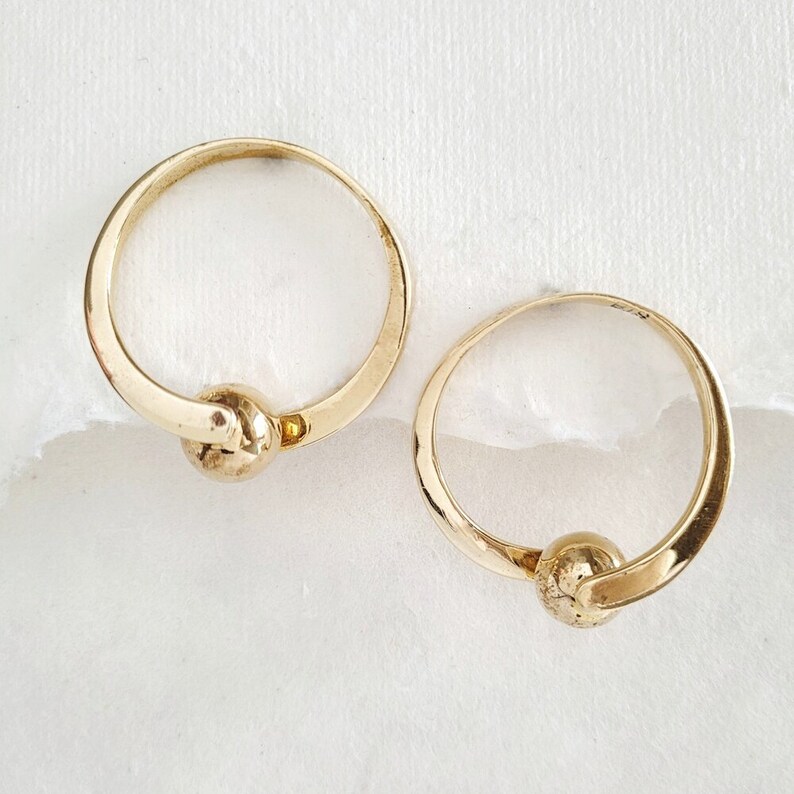 Brass Golden Pearl Hoop Earrings image 1