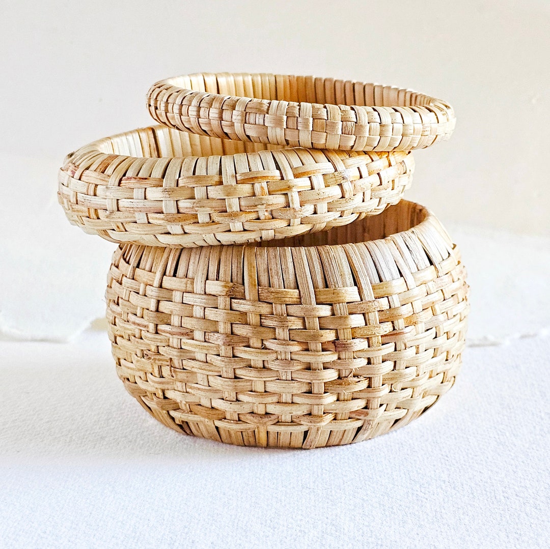 Rattan Cane Straw Bangle Bracelet 3 Sizes or Set Available Natural
