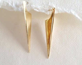 Mini brass handmade Spike stud Earrings minimal sexy