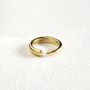 Solid brass tapered asymmetrical handcrafted minimal band ring Bisjoux