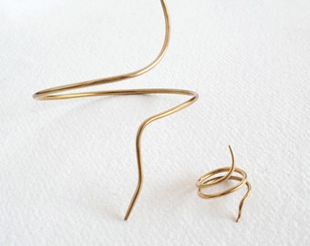 Set di anelli sottili e minimali in ottone o argento, polsino regolabile per la parte superiore del braccio, designer Bisjoux