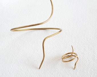 Brass or silver thin minimal armlet ring set upper arm cuff adjustable designer Bisjoux