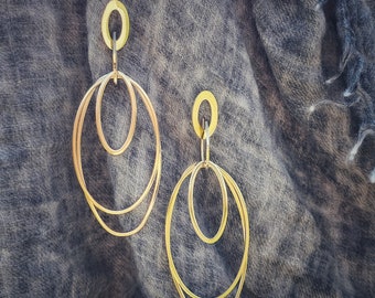 18K gold plated long oval hoop chandelier chain high quality earrings