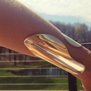 Brass Swerve large bold Modern Gold Cuff  statement bracelet Bisjoux exclusive 2 sizes