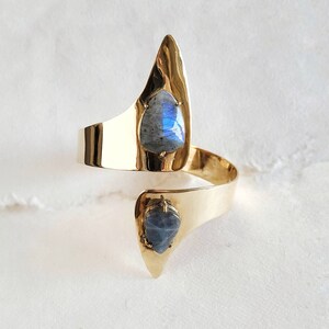 Brass handcrafted labradorite Armlet upper arm cuff